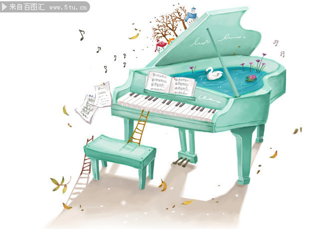 卡通鋼琴插畫圖片素材 童趣與藝術(shù)的完美結(jié)合